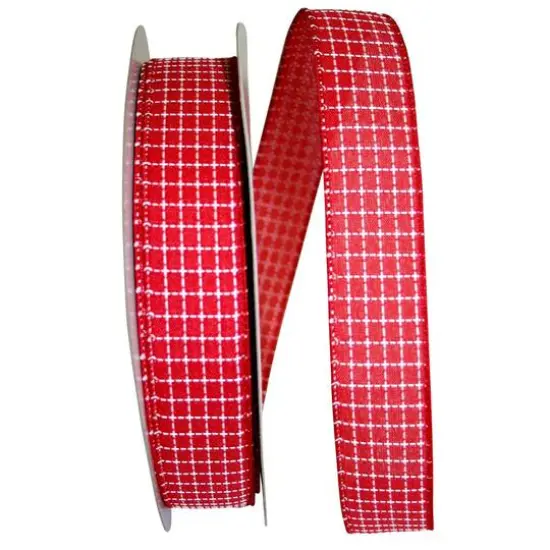 JAM Paper 1.5" x 50yd. Saddle Linen Ribbon Red {1}