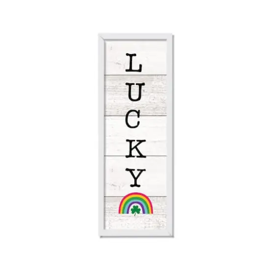 Lucky Wood Slats Rainbow 12" x 36" Black Framed Print Under Plexiglass {1}