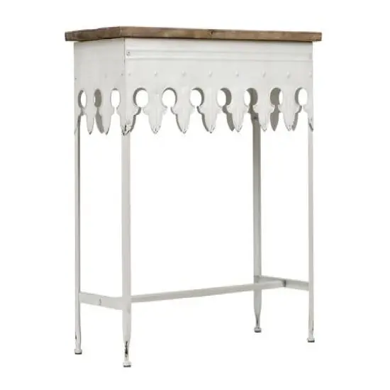 Hello Honey&reg; 36" Rustic Farmhouse Metal Console Table with Solid Wood Top Distressed White {1}