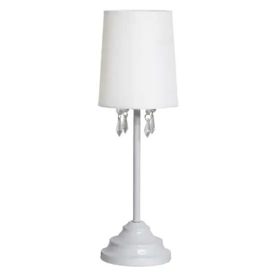 Simple Designs 17.2" Table Lamp with Fabric Shade & Hanging Beads White {1}