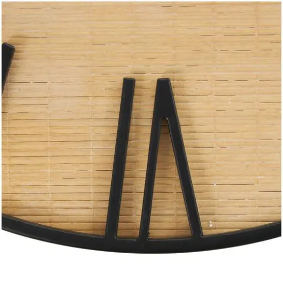 28" Light Brown Wall Clock with Black Metal Frame {9}