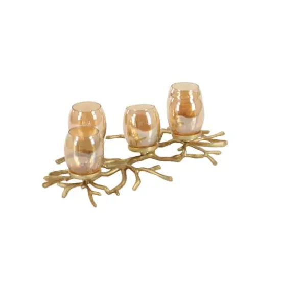 6" Gold Aluminum Coastal Candle Holder {4}