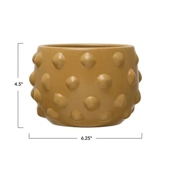 Hello Honey&reg; 6.5" Matte Dijon Terra Cotta Planter with Raised Dots {4}