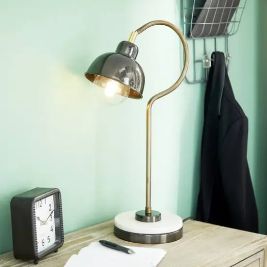 Black Metal Industrial Desk Lamp, 22" x 7" x 13" {7}