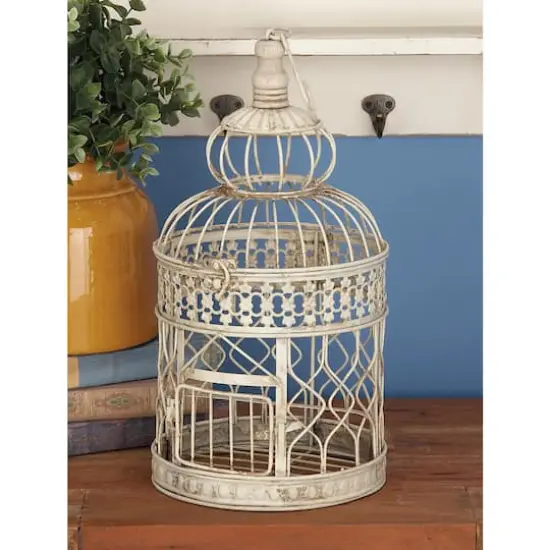 Cream Metal Vintage Birdcage Set {8}