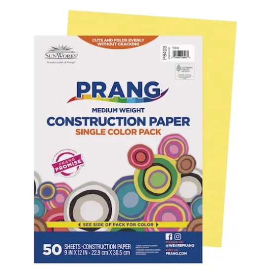 Prang&reg; 9" x 12" Yellow Medium Weight Construction Paper, 10 Packs of 50 Sheets {5}