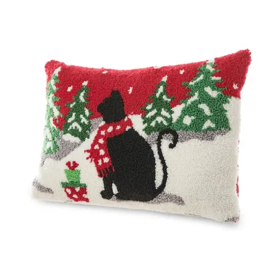 Glitzhome&reg; Hooked Christmas Cat Pillow {6}