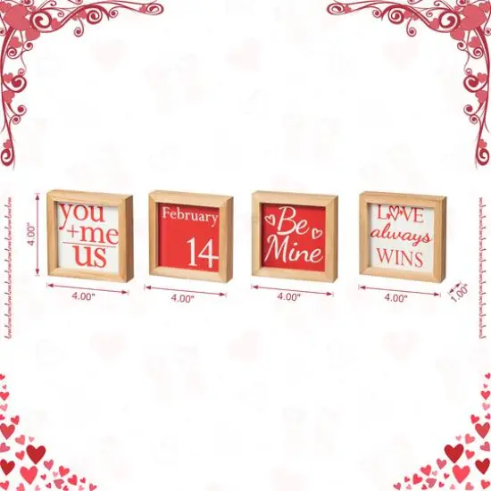Glitzhome&reg; 4" Valentine's Wooden Block Table D&eacute;cor Set {9}