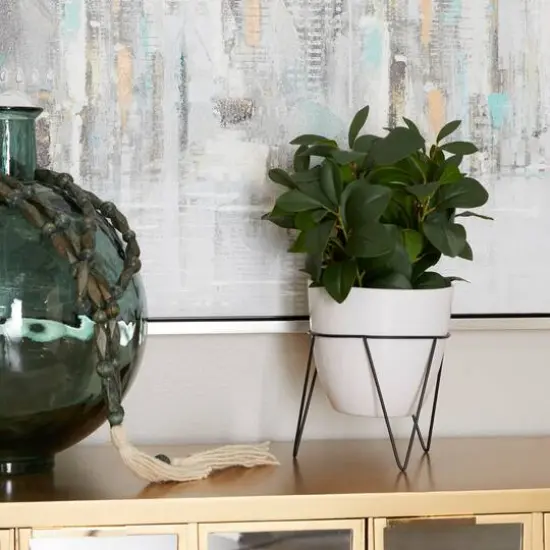 17" White Contemporary Artificial Foliage {8}