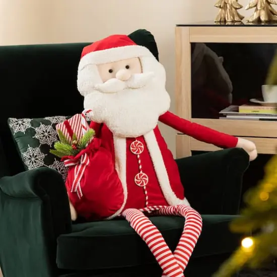 Glitzhome&reg; 60"H Christmas Oversized Fabric Santa With Dangle Legs {4}