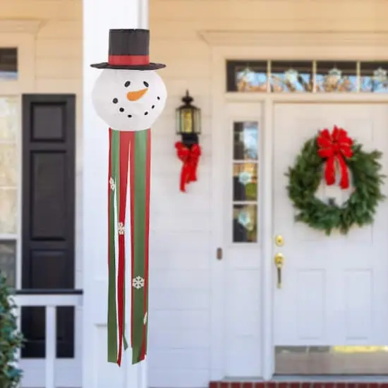 53" Red, Green & White Snowman Windsock {5}