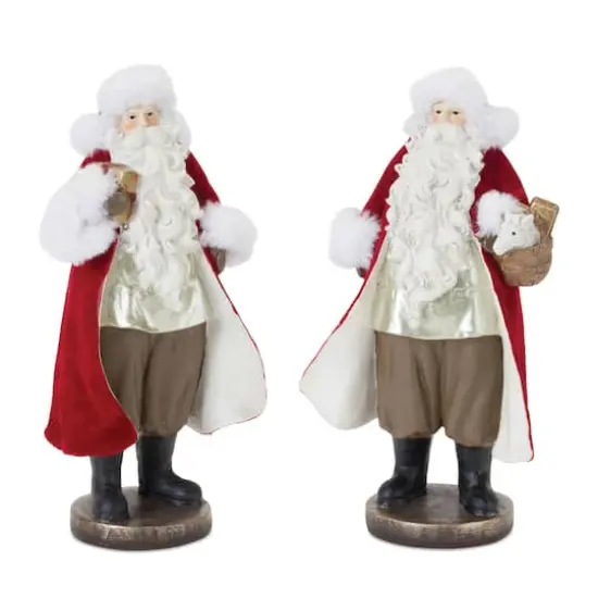 Flocked Santa Figurine with Toy Accents Set {1}