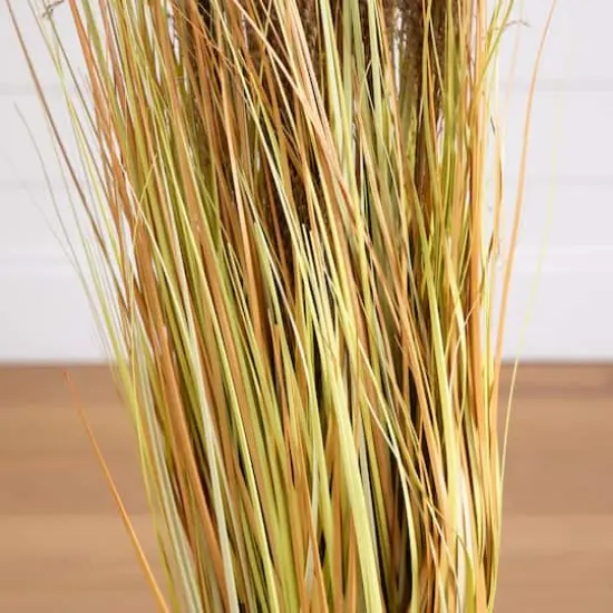 4ft. Golden Yellow, Green & Brown Potted Artificial Pampas Grass {5}