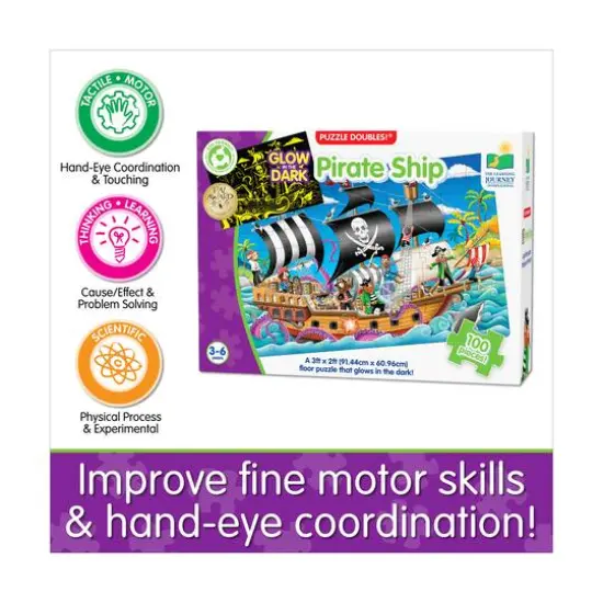 Puzzle Doubles! - Glow in the Dark Pirate Ship: 100 Pcs {8}