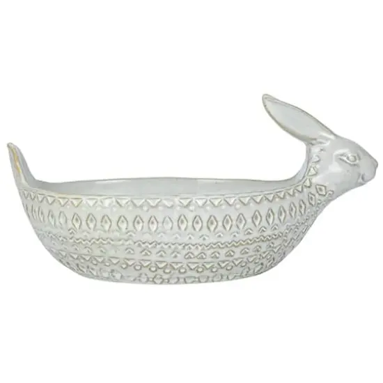 Hello Honey&reg; 11" White Debossed Stoneware Rabbit Bowl with Reactive Glass, 2ct. {3}