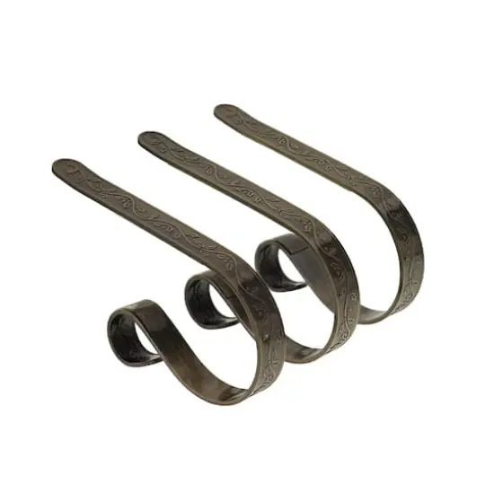 Original MantleClip&reg; Holly Antique Brass Stocking Holders, 3ct. {1}