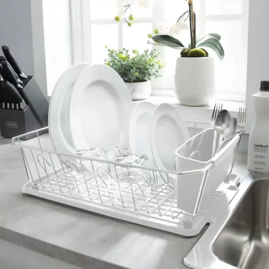 Kitchen Details White 3-Piece Chrome Dish Rack Set {5}