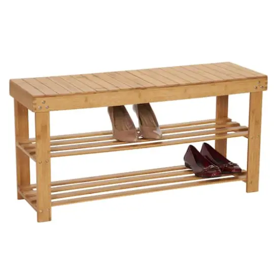 Household Essentials 2-Shelf Bamboo Bench {7}