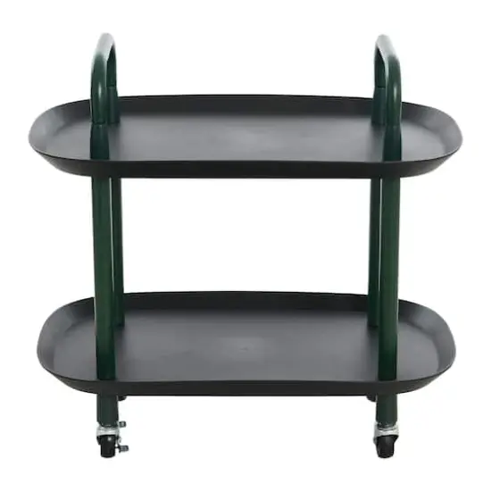 Hello Honey® Main + Mesa™ 2-Tier Modern Plastic and Metal Trolley Black and Dark Green {4}