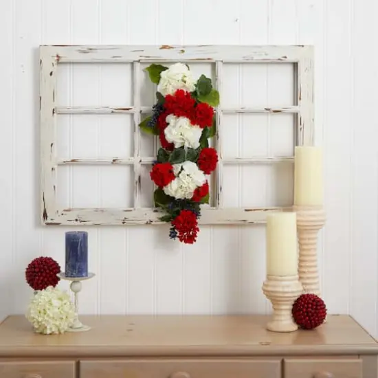 26'' White & Red Geranium with Blueberry Teardrop Swag {3}