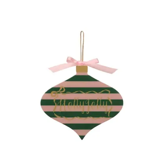 5" Pink & Green Stripes Holly Jolly Onion Ornament Wall Décor by Ashland® {1}