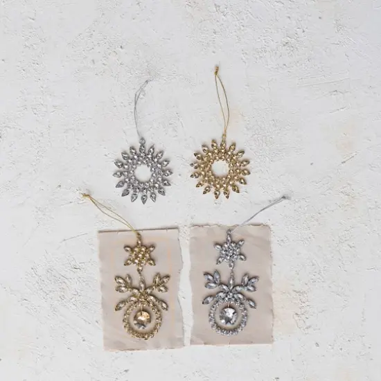 Hello Honey&reg; 2 Pack 4" Gold & Silver Snowflake Ornaments {3}