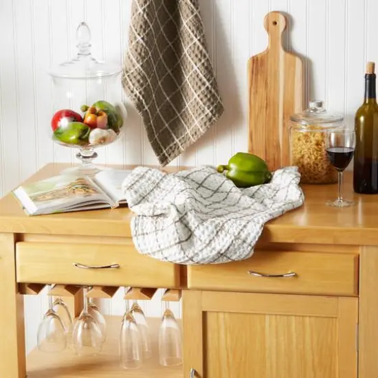 DII&reg; Windowpane Oversized Washed Waffle Dishtowels, 2ct. Stone {7}