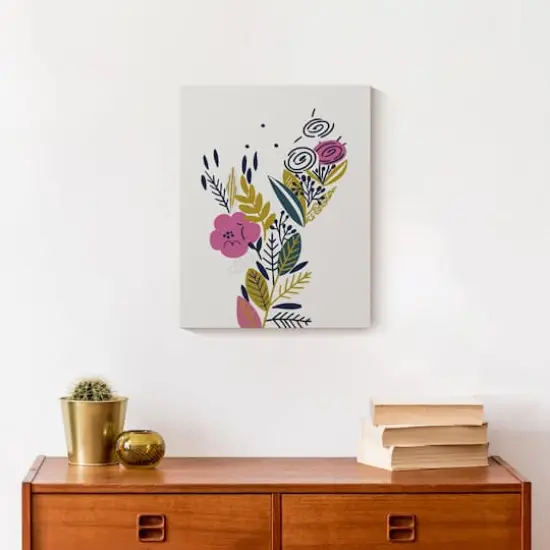 Funky Multi-Color Floral II 11" x 14" Canvas Wall Art {5}