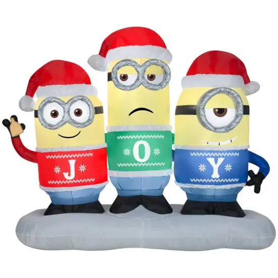 5ft. Airblown&reg; Inflatable Christmas Minion Joy Collection Scene {1}