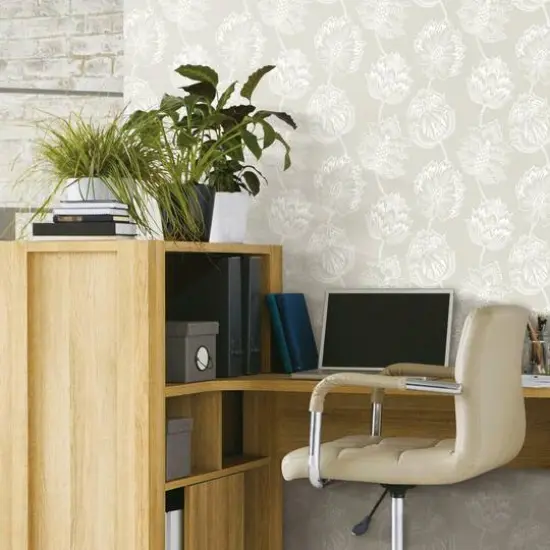 RoomMates Batik Jacobean Peel & Stick Wallpaper Beige and White {5}