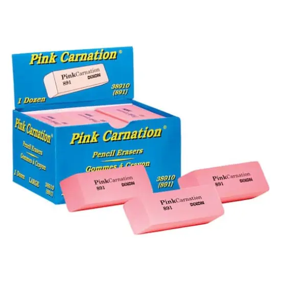 Dixon&reg; Pink Carnation&reg; Large Wedge Erasers, 3 Packs of 12 {3}