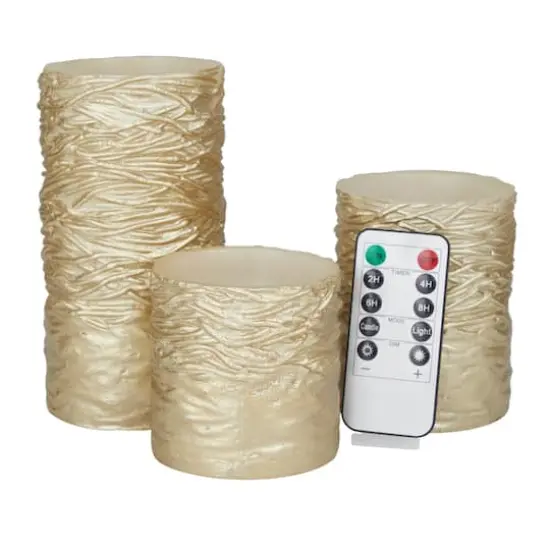 Gold Traditional Flameless Candle Set {1}