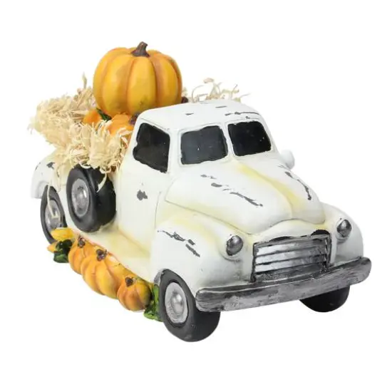 11.25" Truck with Pumpkins & Hay Tabletop D&eacute;cor {3}