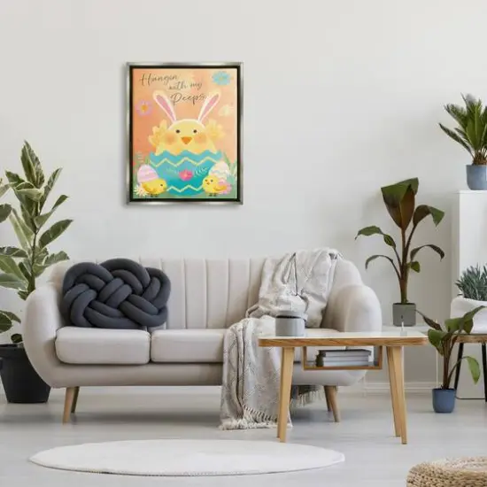 Stupell Industries Hangin' With My Peeps Easter Egg Chicks Floater Framed Art Gray {3}