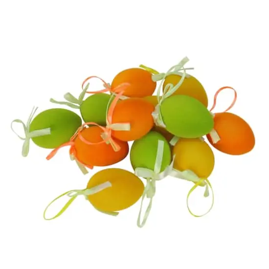 Set of 12 Orange, Green and Yellow Spring Easter Egg Ornaments {1}