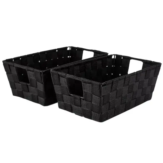 Simplify Small Black Woven Storage Shelf Baskets, 2ct. {1}