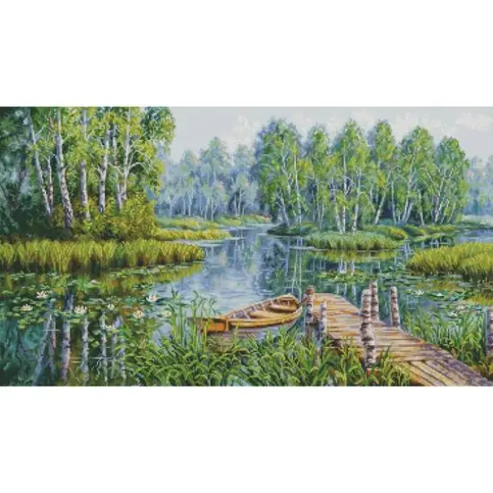 Luca-S Birches at the Edge of the Lake Counted Cross Stitch Kit {10}