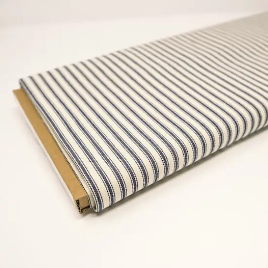 Roc-Lon Woven Stripe Ticking Navy Fabric {1}