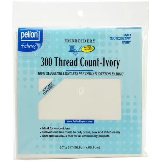 Pellon&reg; Ivory 20" x 24" 300 Thread Count Cotton Embroidery Fabric {1}