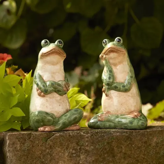 Ceramic Garden Frog Statues Set {3}