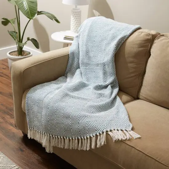 DII&reg; X-Diamond Geometric Throw Storm Blue {6}