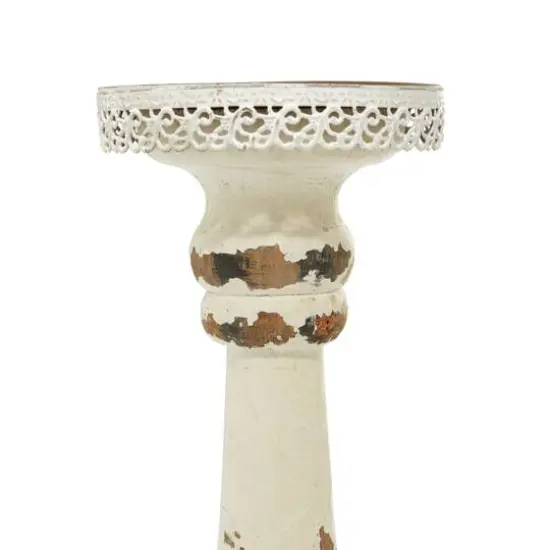 Brown & White Traditional Candle Holder Set, 13" & 15" {6}