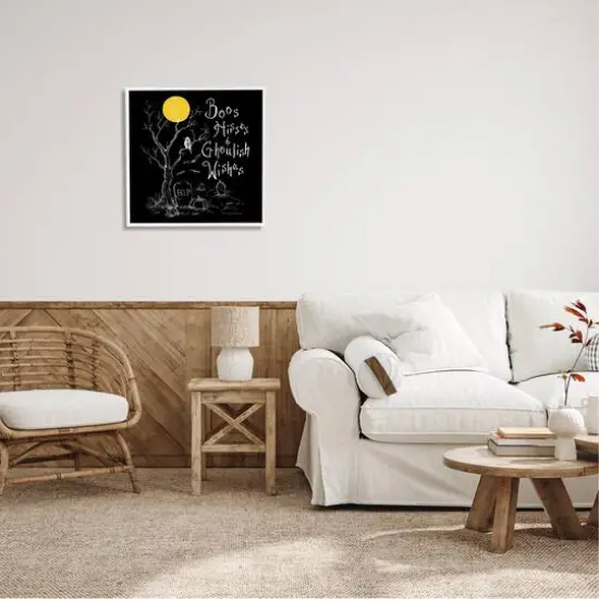 Stupell Industries Spooky Dark Halloween Phrase Framed Giclee Art White {3}