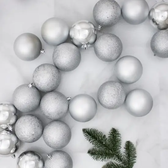 60ct. 2.5" 4-Finish Silver Shatterproof Ball Ornaments {3}