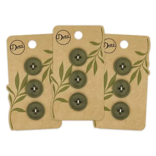 Dritz&reg; 18mm Recycled Paper Round Button, 9ct. Dark olive {9}