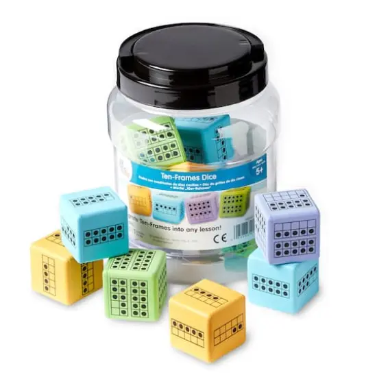hand2mind&reg; Colorful Foam Ten-Frame Dice, 10ct. {1}