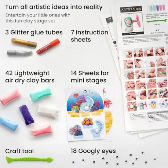 Arteza&reg; Kids Magical Creatures Small Stage Clay Kit, 74 pcs {3}