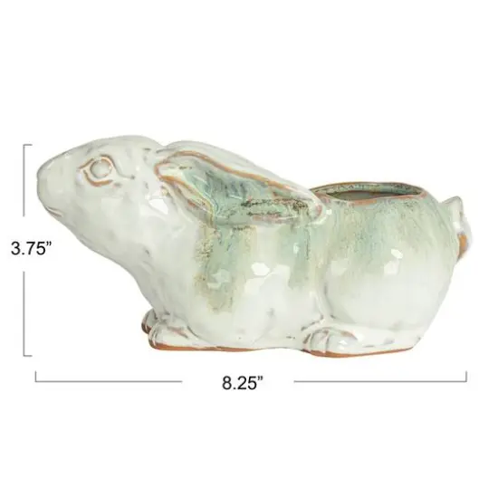 Hello Honey&reg; 8.25" White & Marine Rabbit Stoneware Planter {11}