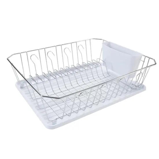 Kitchen Details White 3-Piece Chrome Dish Rack Set {3}