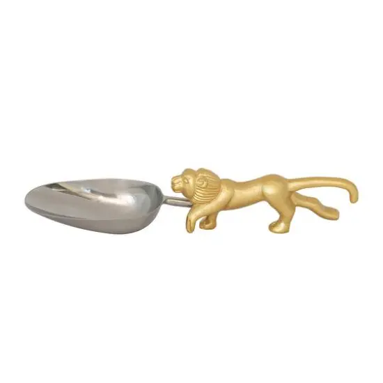 Hello Honey Stainless Steel and Cast Aluminum Scoop with Lion Shaped Handle, Gold Finish {7}